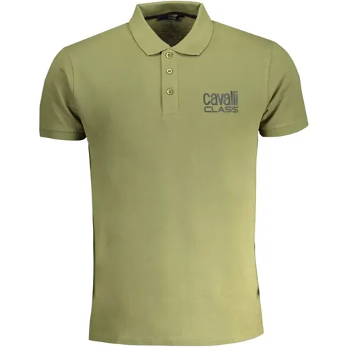 Kurzarm Polo Shirt Grün Logo , Herren, Größe: L - Cavalli Class - Modalova