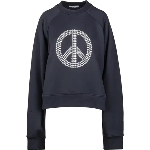 Cotton Sweatshirt with Peace Symbol Decoration , female, Sizes: L, S - Moschino - Modalova