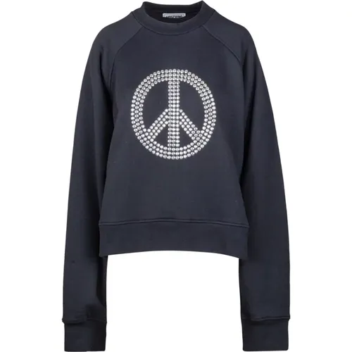 Cotton Sweatshirt with Peace Symbol Decoration , female, Sizes: M, L, S - Moschino - Modalova