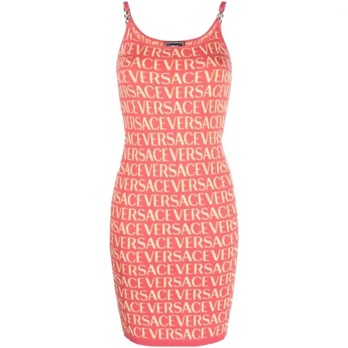 Fuchsia Allover Pattern Dress , female, Sizes: 2XS, XS - Versace - Modalova