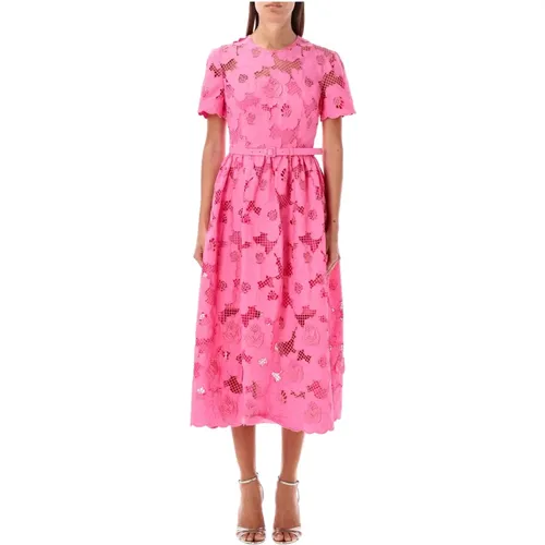 Rosa Spitzen Midi Kleid Aw24 - Self Portrait - Modalova