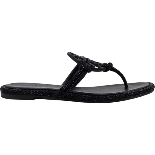 Schwarze Strass-Sandalen für Frauen , Damen, Größe: 37 1/2 EU - TORY BURCH - Modalova