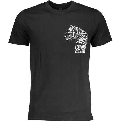 Schwarzes Bedrucktes Logo T-Shirt , Herren, Größe: XL - Cavalli Class - Modalova