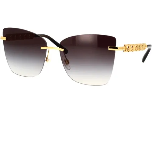 Stylische Sonnenbrille mit goldener Fassung und grauen Gläsern , Damen, Größe: 59 MM - Dolce & Gabbana - Modalova