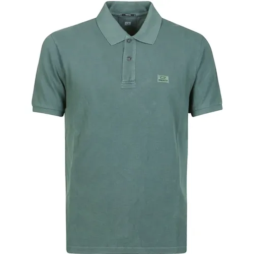 Entengrünes Piquet Polo Shirt,Starlight Piquet Polo Shirt,Resist Dyed Polo Shirt,Polo Shirts,Rotes Bud Piquet Polo Shirt,Logo-besticktes Poloshirt - C.P. Company - Modalova