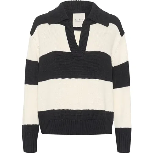 Dark Navy Bold Stripe Knit Sweater , female, Sizes: 2XL, L, M - Part Two - Modalova