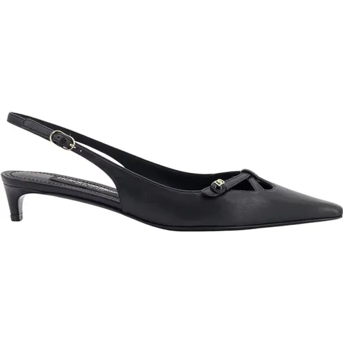 Schwarze Lederpumps mit Spitzer Kappe - Dolce & Gabbana - Modalova