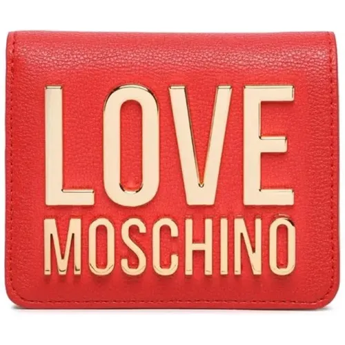 Damen Geldbörse aus Kunstleder mit Metalllogo , Damen, Größe: ONE Size - Love Moschino - Modalova