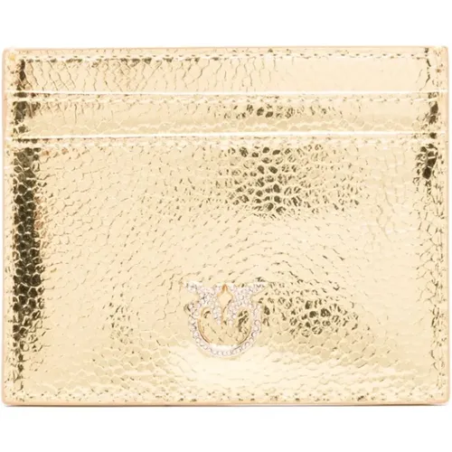 Golden Metallic Crystal Embellished Love Birds Bag , female, Sizes: ONE SIZE - pinko - Modalova