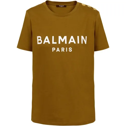 T-Shirt aus Öko-Baumwolle mit aufgedrucktem -ogo - Balmain - Modalova