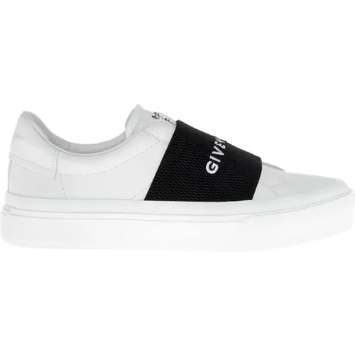 Leder Sneakers Schwarz Weiß Logo Gummi , Damen, Größe: 35 1/2 EU - Givenchy - Modalova