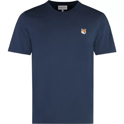 T-Shirts,Fox Head Patch Logo T-shirt - Maison Kitsuné - Modalova