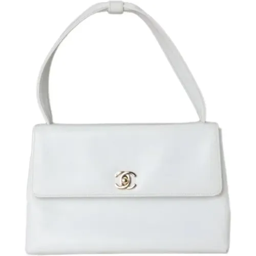 Weiße Leder Chanel Tasche - Chanel Vintage - Modalova