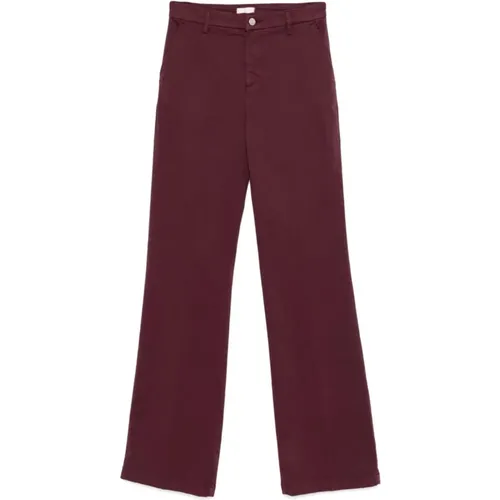 Burgundy Flared Cotton Pants , female, Sizes: W29, W26, W25, W30, W27, W28 - Liu Jo - Modalova