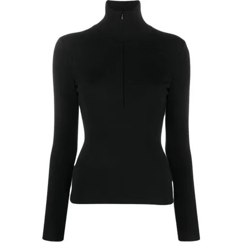 Schwarzer Half-Zip Stehkragen Pullover - Alaïa - Modalova