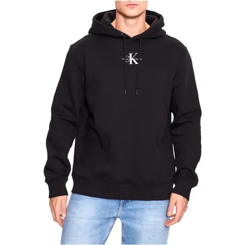 Schwarze Sweaters mit Monogramm-Logo , Herren, Größe: S - Calvin Klein - Modalova