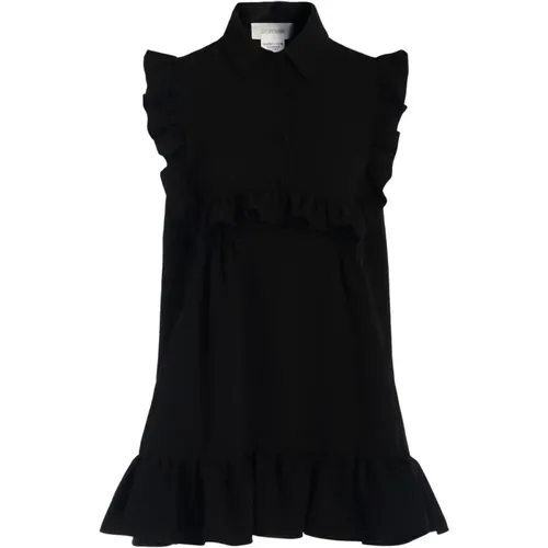 Schwarzes Gerafftes Mini Kleid , Damen, Größe: S - SPORTMAX - Modalova