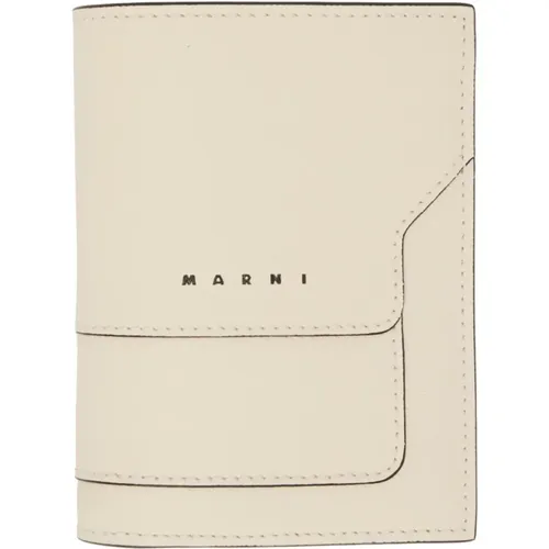 Coin Purse Wallet in Talc , male, Sizes: ONE SIZE - Marni - Modalova