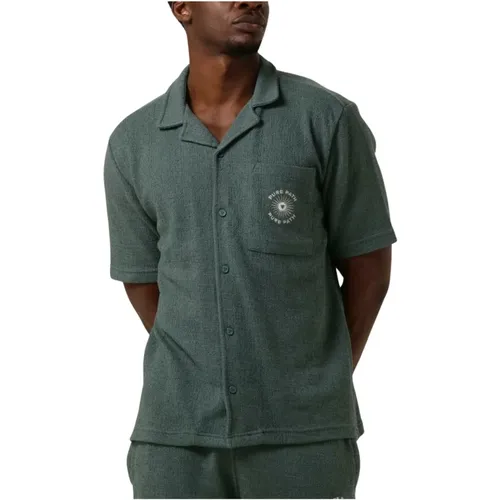 Grünes Casual Hemd mit Stickerei , Herren, Größe: S - Pure Path - Modalova