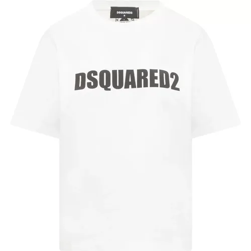 Weißes Logo T-Shirt,Weiße Baumwoll-T-Shirt - Dsquared2 - Modalova