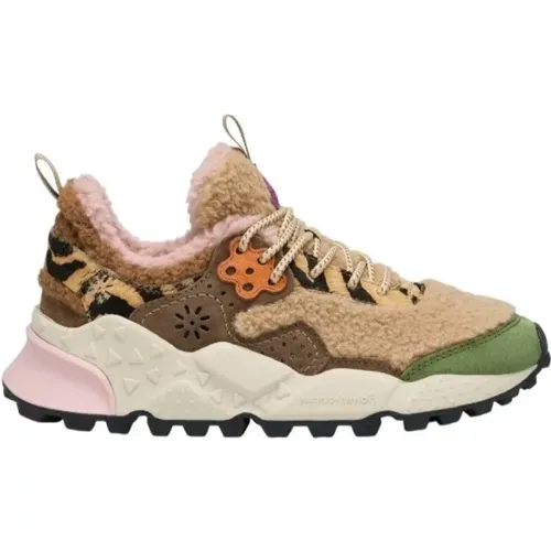 Bunte Shearling Sneakers mit Kork-Innensohle , Damen, Größe: 37 EU - Flower Mountain - Modalova