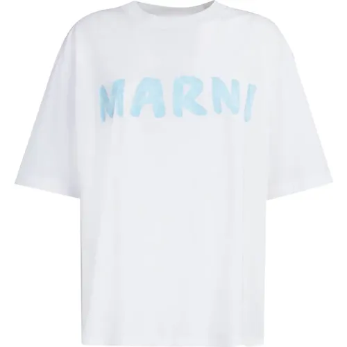 Logo Print Oversized Tshirt , Damen, Größe: M - Marni - Modalova