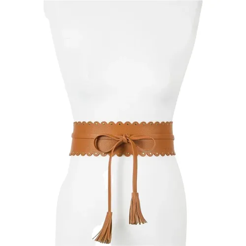 Faux Leather High Waist Belt with Studs and Tassel Detail , female, Sizes: M - Twinset - Modalova