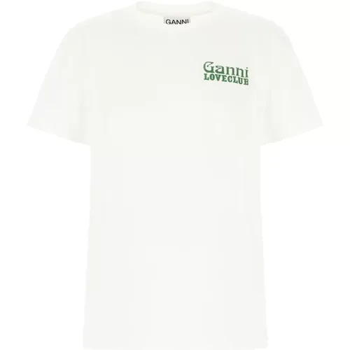 Lässiges Baumwoll T-Shirt , Damen, Größe: L - Ganni - Modalova