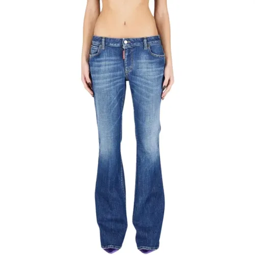 Ausgestellte Stretch-Baumwolljeans mit Logo , Damen, Größe: XS - Dsquared2 - Modalova