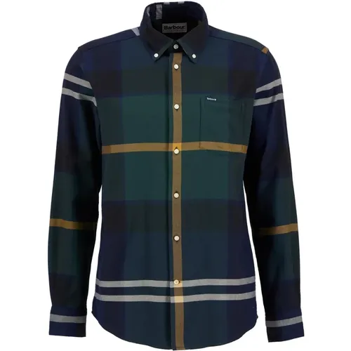 Tartan Flanellhemd Blau/Grün/Beige , Herren, Größe: M - Barbour - Modalova