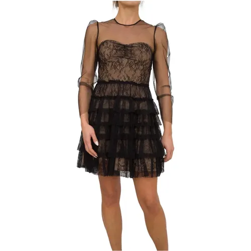 Kurzes Kleid mit Rüschen in Schwarz , Damen, Größe: XS - Twinset - Modalova