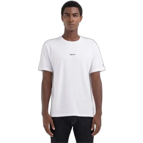 Weißes Einfaches Rundhals-T-Shirt Männer , Herren, Größe: 2XL - Replay - Modalova