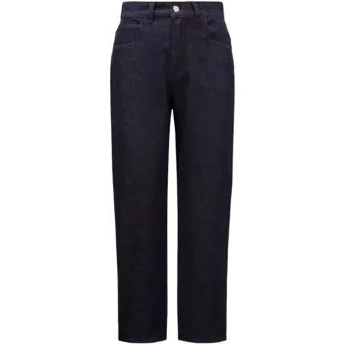 High Waist Cropped Denim Jeans - Moncler - Modalova