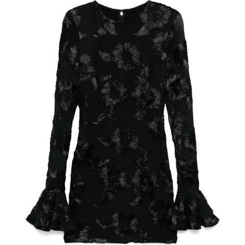 Blumig Besticktes Schwarzes Mesh-Kleid , Damen, Größe: M - ROTATE Birger Christensen - Modalova