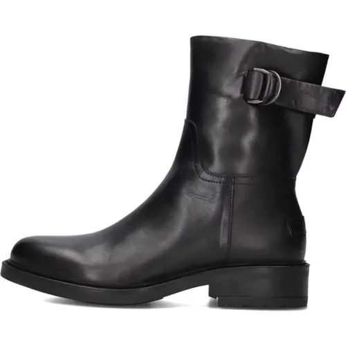 Schwarze Leder-Stiefeletten mit Schnalle , Damen, Größe: 41 EU - Shabbies - Modalova