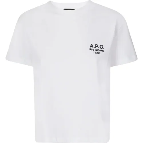 Weißes Boxy Fit T-Shirt mit Besticktem Logo , Damen, Größe: M - A.P.C. - Modalova