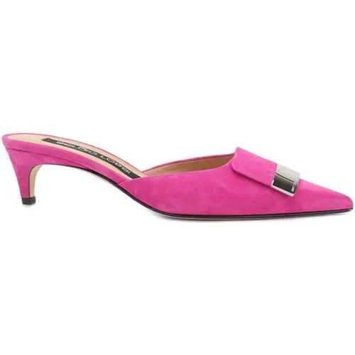 Rosa Leder Slip-On Schuhe - Sergio Rossi - Modalova