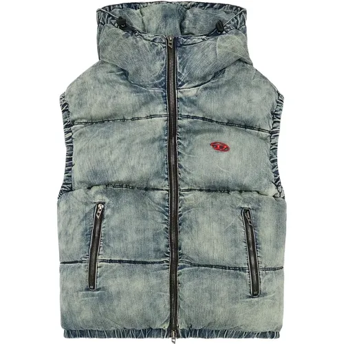 Sleeveless Quilted Vest with Hood , male, Sizes: S, M - Diesel - Modalova