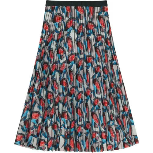 Pleated Skirt with Abstract Print , female, Sizes: 2XL - Munthe - Modalova