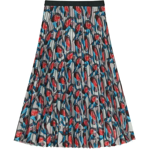 Pleated Skirt with Abstract Print , female, Sizes: 2XL, XS - Munthe - Modalova