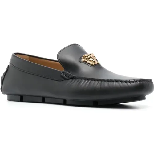 Slip-On Flat Shoes with Medusa Hardware , male, Sizes: 6 UK, 5 UK, 9 UK, 7 UK, 8 UK - Versace - Modalova