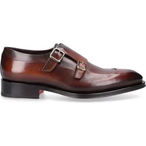 Stylish Monk Shoes 18239 in Calf Leather , male, Sizes: 7 UK, 10 1/2 UK, 7 1/2 UK, 10 UK - Santoni - Modalova