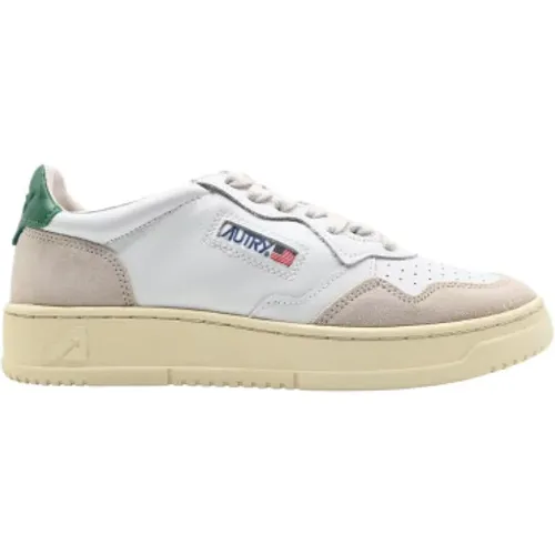 White Leather/Suede Low Top Sneakers , male, Sizes: 4 UK - Autry - Modalova