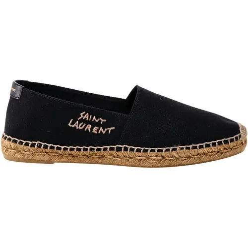 Leather Espadrilles with Logo Print , male, Sizes: 9 1/2 UK, 10 UK, 6 UK, 5 1/2 UK, 7 UK, 6 1/2 UK, 8 1/2 UK, 5 UK, 8 UK, 9 UK - Saint Laurent - Modalova