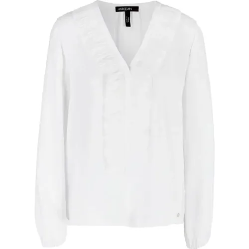 Elegante Weiße Bluse mit V-Ausschnitt , Damen, Größe: L - Marc Cain - Modalova