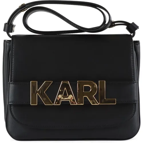 Leather Shoulder Bag with Flap , female, Sizes: ONE SIZE - Karl Lagerfeld - Modalova