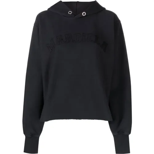 Cotton Sweatshirt with Embroidered Logo , female, Sizes: M, L, XS, S - Maison Margiela - Modalova