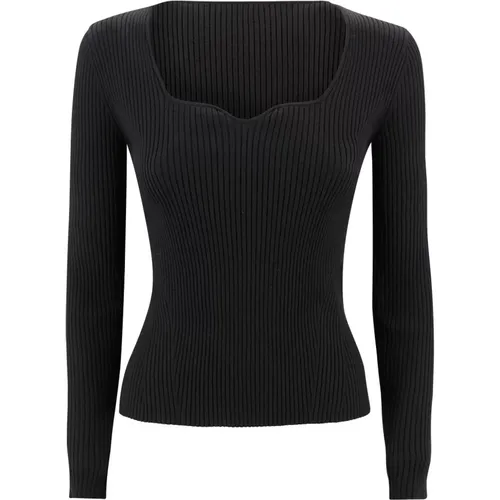 Ribbed Knit Sweater, Square Neckline, Long Sleeves , female, Sizes: XS, M, S - P.a.r.o.s.h. - Modalova