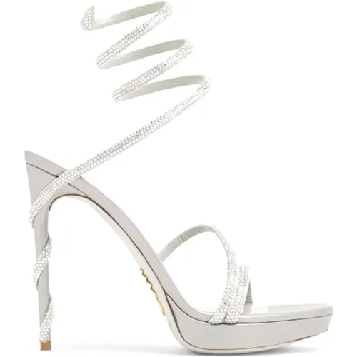 Grey Strappy Sandals , female, Sizes: 5 1/2 UK, 6 1/2 UK, 8 UK, 6 UK, 2 UK, 4 1/2 UK, 7 UK, 2 1/2 UK, 3 1/2 UK, 5 UK, 4 UK, 3 UK - René Caovilla - Modalova