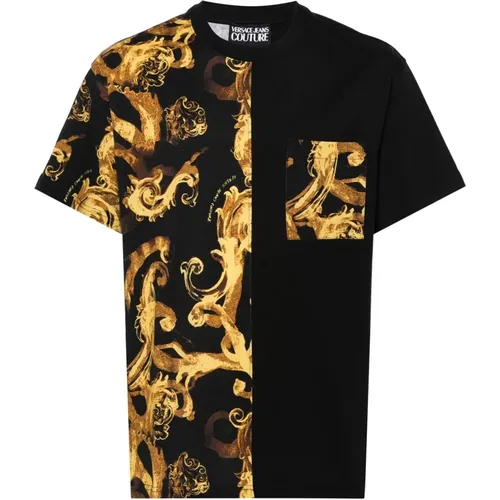 Black Cotton Short Sleeve T-Shirt , male, Sizes: 3XL, S, M, 2XL - Versace Jeans Couture - Modalova